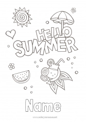 Free coloring Holidays Summer Sun Symbols Cocktail