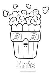 Kolorowanka za darmo Kino Popcorn Słodkości, łakocie Łatwe kolorowanki