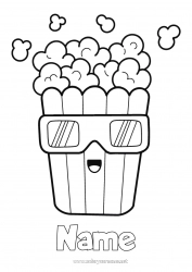 Coloring to customize Movie theater Popcorn Treats Easy coloring pages