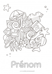 Coloriage gratuit Vacances Été Symboles