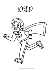Free colouring Dad Grandad Hero Super badge