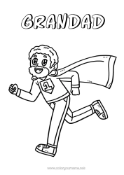 Free colouring Dad Grandad Hero Super badge