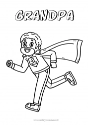 Child coloring page Dad Grandpa Hero Super badge