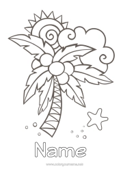 Free colouring Holidays Summer Sun Palm tree