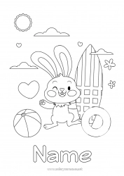 Free drawing Beach Bunny Animal Surf Forest animals Buoy Beach ball Games and toys Nautical sports