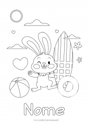 Desenho grátis Esporte Praia Coelho Animal Surf Animais da floresta Boia Bola de praia Jogos e brinquedos Sports nautiques