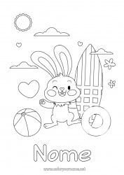Disegno gratuito Sport Spiaggia Coniglio Animale Surf Animali della foresta Boa Palla da spiaggia Giochi e giocattoli Sport acquatici