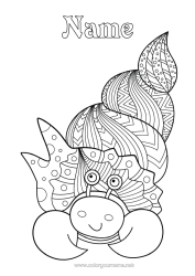 Free colouring Mandala Animal Crab Shellfish Complex colouring pages Marine or aquatic animals