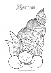 Disegno gratuito Mandala Animale Granchio Conchiglie Colorazioni complesse Animali marini o acquatici