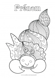 Coloriage gratuit Mandala Animal Crabe Coquillages Coloriages complexes Animaux marins ou aquatique