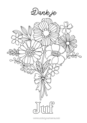 Gratis kleurplaat Bloemen Oma Oppas Bedankt
