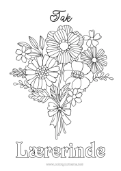 Farvelægningssiden for børn Blomster Bedstemor Barnepige Tak