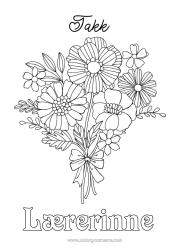 Fargeleggingssiden for barn Blomster Bestemor Barnevakt Takk