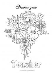 Child coloring page Flowers Grandma Nanny Thank you