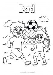 Child coloring page Football Soccer ball Sport Dad Grandpa Boy Child Coach Team sports Competitions and Rewards Soccer player
