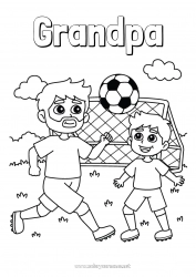 Child coloring page Football Soccer ball Sport Dad Grandpa Boy Child Coach Team sports Competitions and Rewards Soccer player