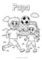 Coloriage enfant Football Ballon de foot Sport Papa Papi Garçon Enfant Coach, entraineur Sports d'équipe Compétitions et récompenses Footballeur footballeuse