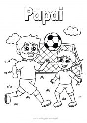 Página de desenho infantil Futebol Bola de futebol Esporte Papai Vovô Menino Criança Treinador Sports d'équipe Competições e Prêmios Jogador de Futebol