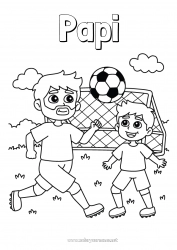 Coloriage enfant Football Ballon de foot Sport Papa Papi Garçon Enfant Coach, entraineur Sports d'équipe Compétitions et récompenses Footballeur footballeuse