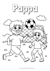 Färgläggningssida för barn Fotboll Fotboll Sport Pappa Farfar Pojke Barn Tränare, coach Lagsporter Tävlingar och utmärkelser Fotbollsspelare