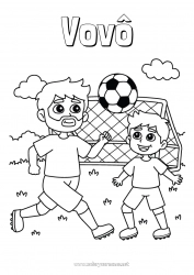 Página de desenho infantil Futebol Bola de futebol Esporte Papai Vovô Menino Criança Treinador Sports d'équipe Competições e Prêmios Jogador de Futebol