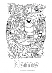 Coloring to customize Sport Mandala Summer Jellyfish Sea Animal Fish Complex coloring pages Surf Marine or aquatic animals Nautical sports