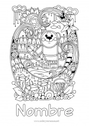 Dibujo libre Sport Mandala Verano Medusa Mar Animales Pescado Dibujos complejos para colorear Surf Animales marinos o acuáticos Deportes náuticos