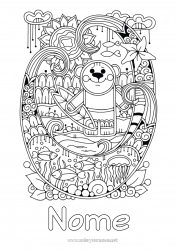 Desenho grátis Esporte Mandala Verão águas-vivas Mar Animal Peixe Colorações Complexas Surf Animais marinhos ou aquáticos Sports nautiques