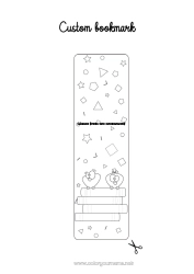 Färgläggningssida för barn Söt Fågel Djur Bokmärke Bok Fåglar och flygande däggdjur Läsning