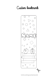 Free drawing Kawaii Bird Animal Bookmark Book Flying birds and mammals Reading