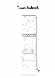 Child coloring page Kawaii Bird Animal Bookmark Book Flying birds and mammals Reading
