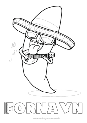Gratis tegning Musikk Hatt Cinco de Mayo Musikkens dag Gitar Musikkinstrumenter Sombrero