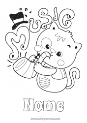Disegno gratuito Gatto Animale Musica CanI e gatti Festa della musica Strumenti musicali Sassofono