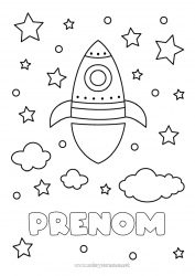 Coloriage gratuit Fusée Véhicules Espace Étoiles Coloriages faciles Véhicules aériens