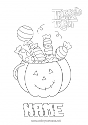 Free coloring Sweets Pumpkin Trick or treat Halloween