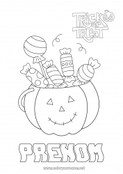 Coloriage gratuit Bonbons Citrouille Un bonbon ou un sort ? Halloween