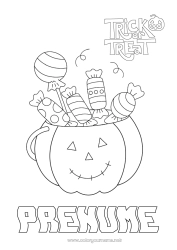 Pagină de colorat gratuită Bomboane Dovleac O bomboană sau o farsă? Halloween