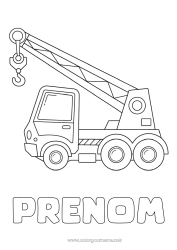 Coloriage gratuit Véhicules Engins de chantier Camion-grue Métiers du chantier Grue