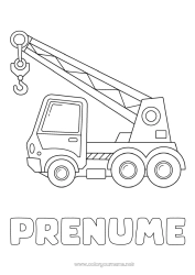 Desen liber de colorat Vehicule Utilaje de construcție Camion cu macara Meserii de șantier Macara