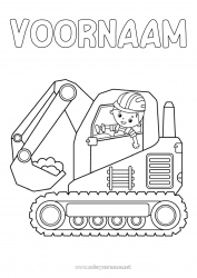Kleurplaat aanpassen Jongen Voertuigen Graafmachine Bouwvoertuigen Bouwberoepen