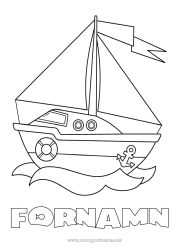 Gratis färgläggning Sommar Hav Fordon Båt Segelbåt Marina fordon