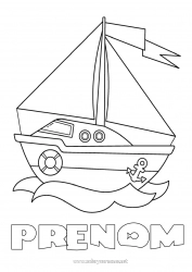 Coloriage gratuit Été Mer Véhicules Bateau Voilier Véhicules maritimes