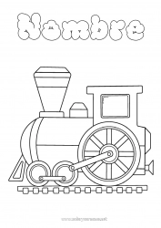 Colorear gratis Vehículos Tren Locomotora Transporte público terrestre