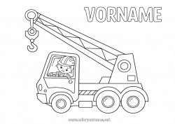 Kostenlose Malvorlage Junge Fahrzeuge Bauausrüstung Kranwagen Baustellenberufe
