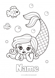 Free drawing Cute Kawaii Sea Mermaid