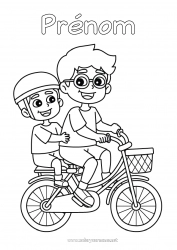 Coloriage enfant Papa Papi Garçon Véhicules Enfant Vélo Adulte Famille Véhicules à deux roues
