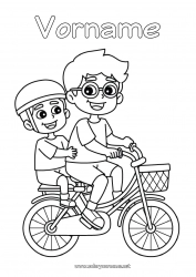 Kostenlose Malvorlage Papa Opa Junge Fahrzeuge Kind Fahrrad Erwachsener Familie Zweiräder