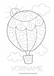 Kostenlose Zeichnung Fahrzeuge Kinderaktivitäten Heißluftballon Einfache Ausmalbilder Spur und Male Flugzeuge