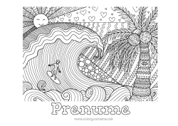 Desen liber de colorat Sport Mandala Mare Desene de colorat complexe Surf Sporturi nautice Valuri