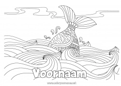 Gratis kleurplaat Mandala Walvis Zee Vis Complex Kleurplaten Zeedieren Natuurlijk landschap Golven